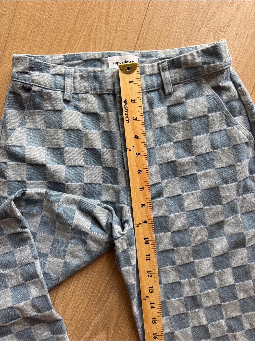 superdown Jules Checkered Jeans Blue Size XXS - Picture 12 of 13